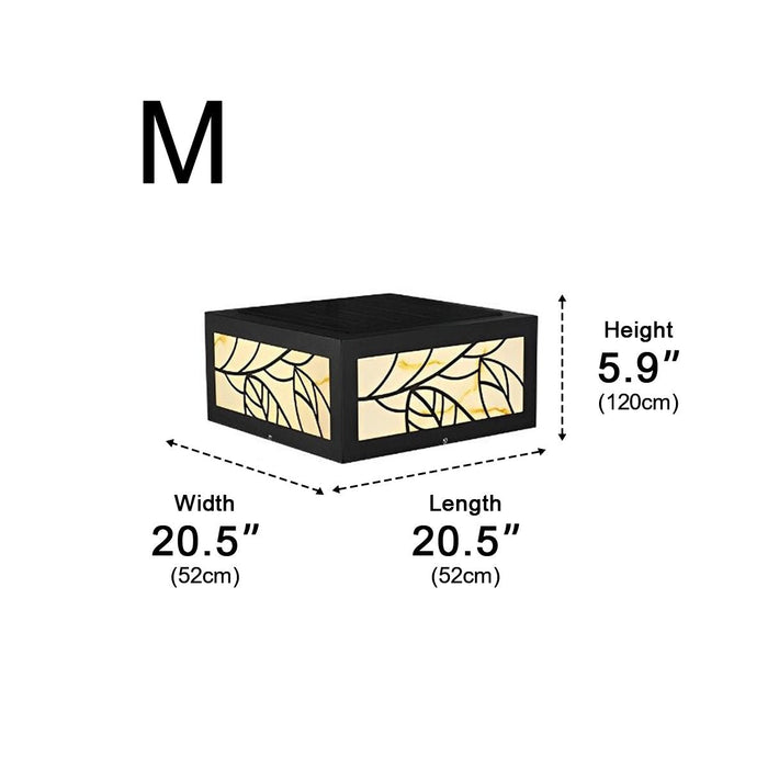 Solar LED Post Light, Waterproof Modern Square Leaf Pattern for Deck/Fence/Garden/Yard Security