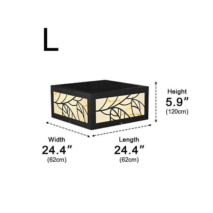 Solar LED Post Light, Waterproof Modern Square Leaf Pattern for Deck/Fence/Garden/Yard Security