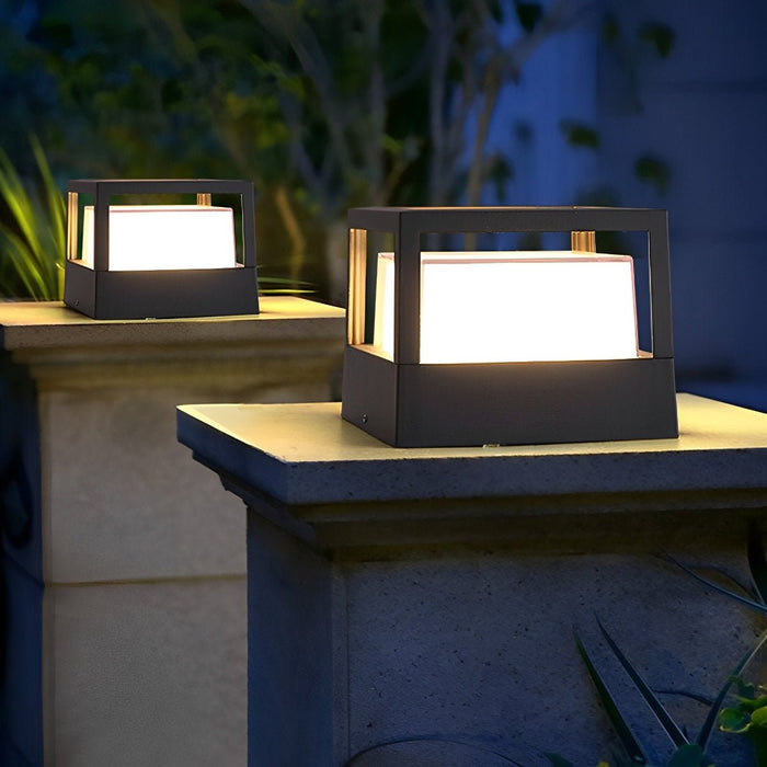 Modern Square Outdoor Post Light, Waterproof LED Landscape Lighting for Garden/Patio/Fence/Deck