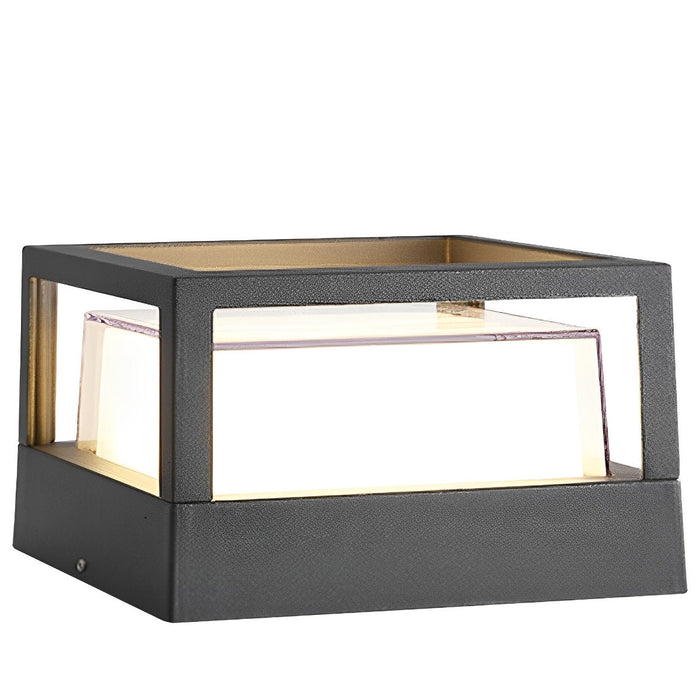 Modern Square Outdoor Post Light, Waterproof LED Landscape Lighting for Garden/Patio/Fence/Deck