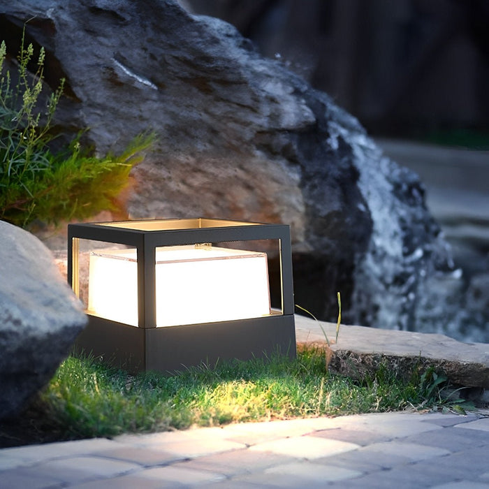 Modern Square Outdoor Post Light, Waterproof LED Landscape Lighting for Garden/Patio/Fence/Deck