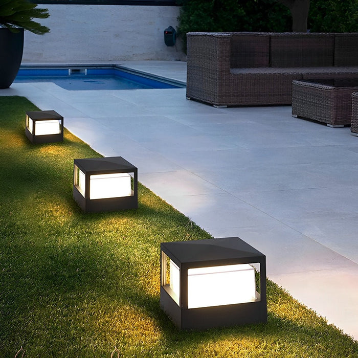 Modern Square Outdoor Post Light, Waterproof LED Landscape Lighting for Garden/Patio/Fence/Deck