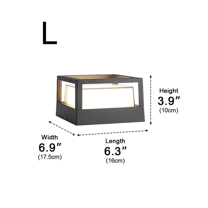 Modern Square Outdoor Post Light, Waterproof LED Landscape Lighting for Garden/Patio/Fence/Deck