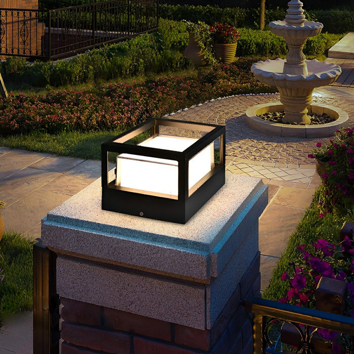 Modern Square Outdoor Post Light, Waterproof LED Landscape Lighting for Garden/Patio/Fence/Deck
