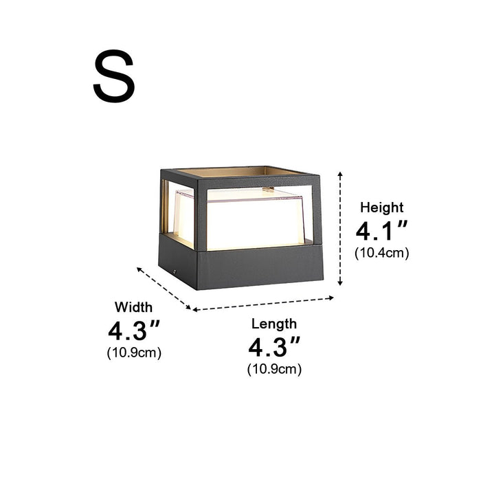 Modern Square Outdoor Post Light, Waterproof LED Landscape Lighting for Garden/Patio/Fence/Deck