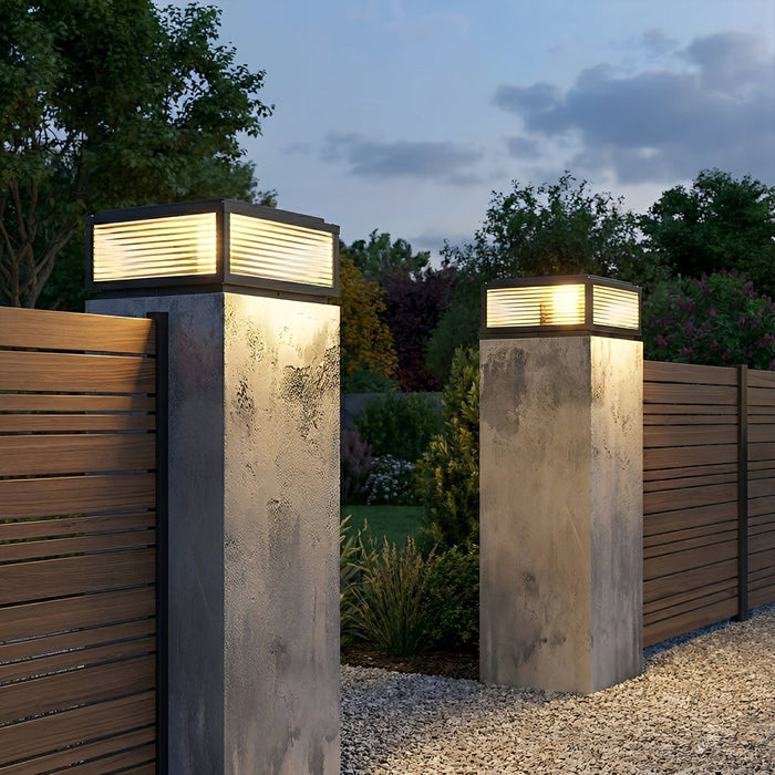 Solar Dusk to Dawn, Waterproof Modern Square LED Post Light for Fence/Pillar/Deck/Patio/Yard