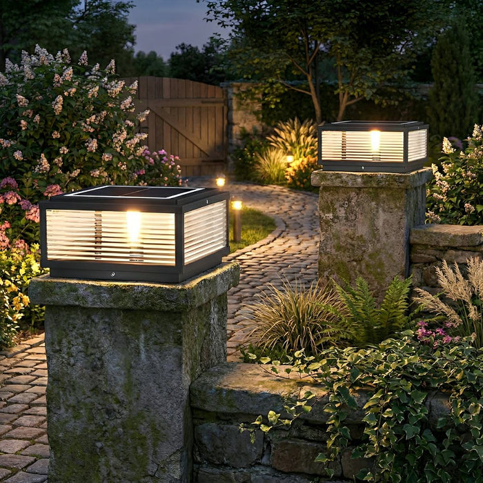 Solar Dusk to Dawn, Waterproof Modern Square LED Post Light for Fence/Pillar/Deck/Patio/Yard