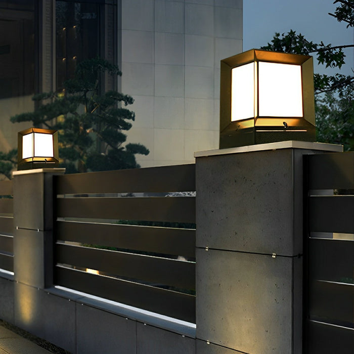 Solar Dusk to Dawn, Waterproof Modern Square LED Outdoor Post Light for Fence/Patio/Yard Security
