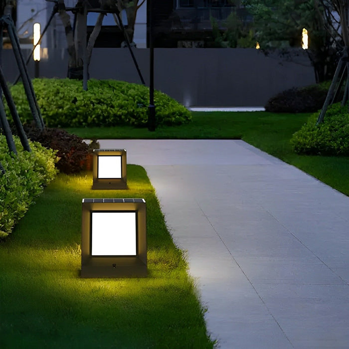 Solar Dusk to Dawn, Waterproof Modern Square LED Outdoor Post Light for Fence/Patio/Yard Security