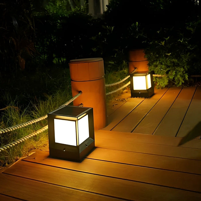 Solar Dusk to Dawn, Waterproof Modern Square LED Outdoor Post Light for Fence/Patio/Yard Security