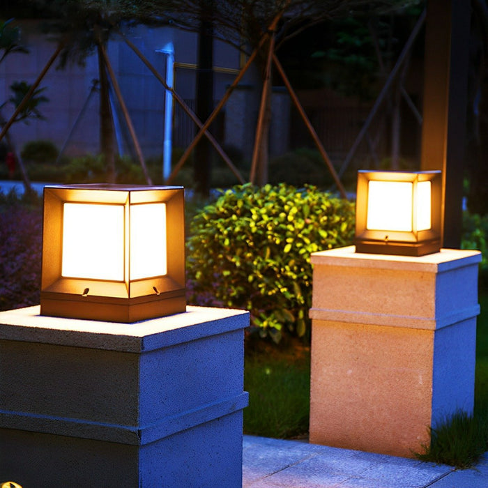 Solar Dusk to Dawn, Waterproof Modern Square LED Outdoor Post Light for Fence/Patio/Yard Security