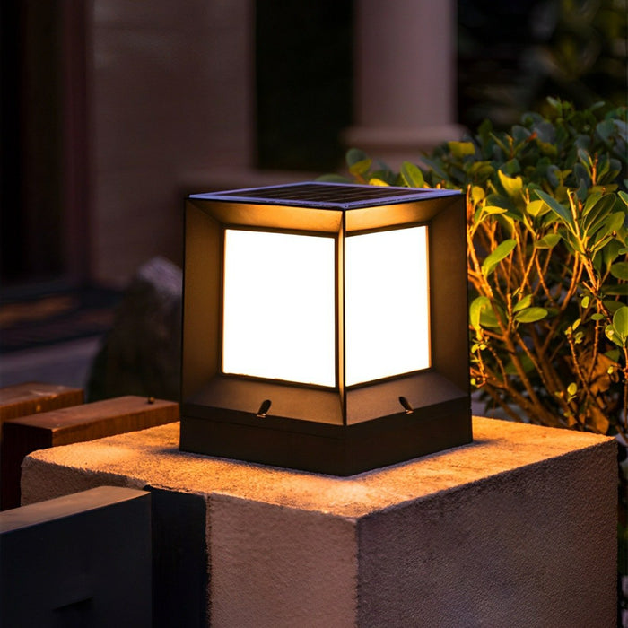 Solar Dusk to Dawn, Waterproof Modern Square LED Outdoor Post Light for Fence/Patio/Yard Security