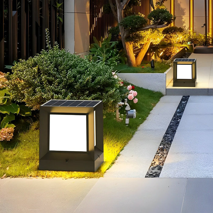 Solar Dusk to Dawn, Waterproof Modern Square LED Outdoor Post Light for Fence/Patio/Yard Security