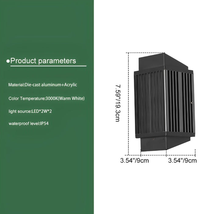 Dusk to Dawn Outdoor Wall Sconce, Modern Minimalist Up Down LED Light, Waterproof IP54, Patio/Porch/Yard Lighting