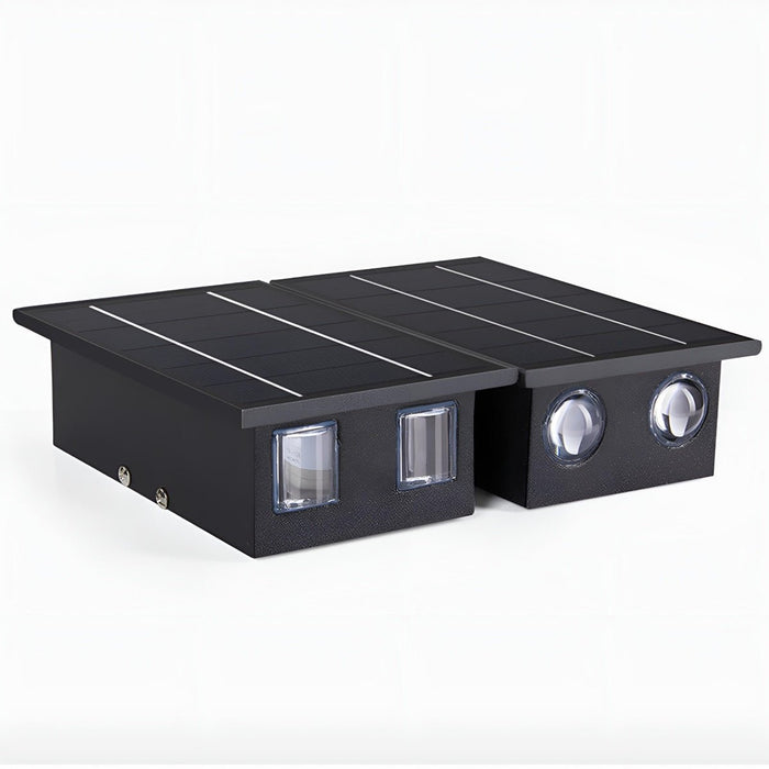 Solar Waterproof Up/Down LED Outdoor Wall Washer Light - Modern Stainless Steel Fixture, RGB Color Changing, All-Weather Durability