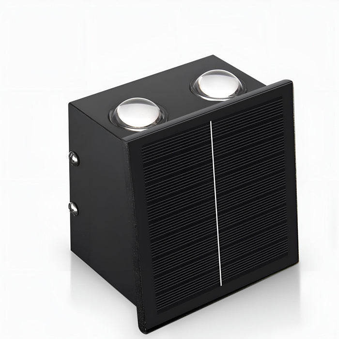 Solar Waterproof Up/Down LED Outdoor Wall Washer Light - Modern Stainless Steel Fixture, RGB Color Changing, All-Weather Durability