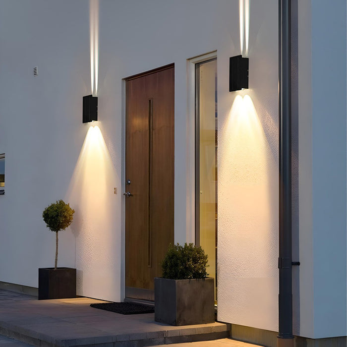 Solar Waterproof Up/Down LED Outdoor Wall Washer Light - Modern Stainless Steel Fixture, RGB Color Changing, All-Weather Durability