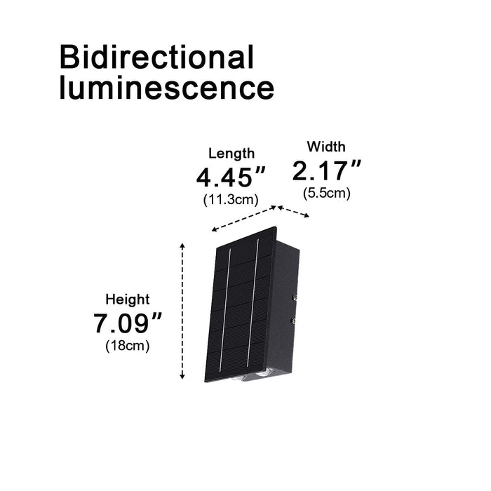 Solar Waterproof Up/Down LED Outdoor Wall Washer Light - Modern Stainless Steel Fixture, RGB Color Changing, All-Weather Durability