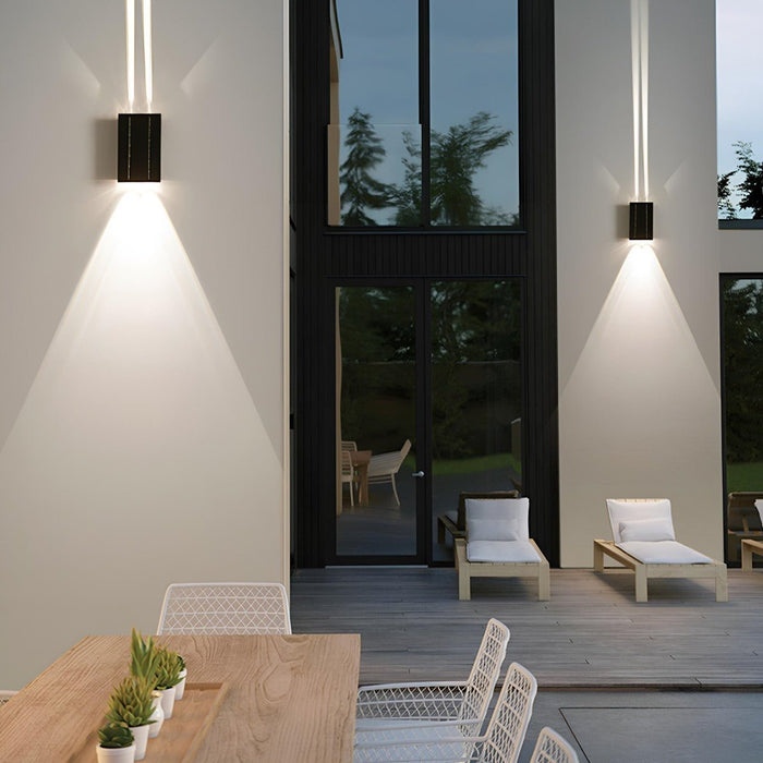 Solar Waterproof Up/Down LED Outdoor Wall Washer Light - Modern Stainless Steel Fixture, RGB Color Changing, All-Weather Durability