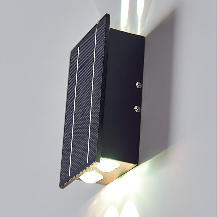 Solar Waterproof Up/Down LED Outdoor Wall Washer Light - Modern Stainless Steel Fixture, RGB Color Changing, All-Weather Durability