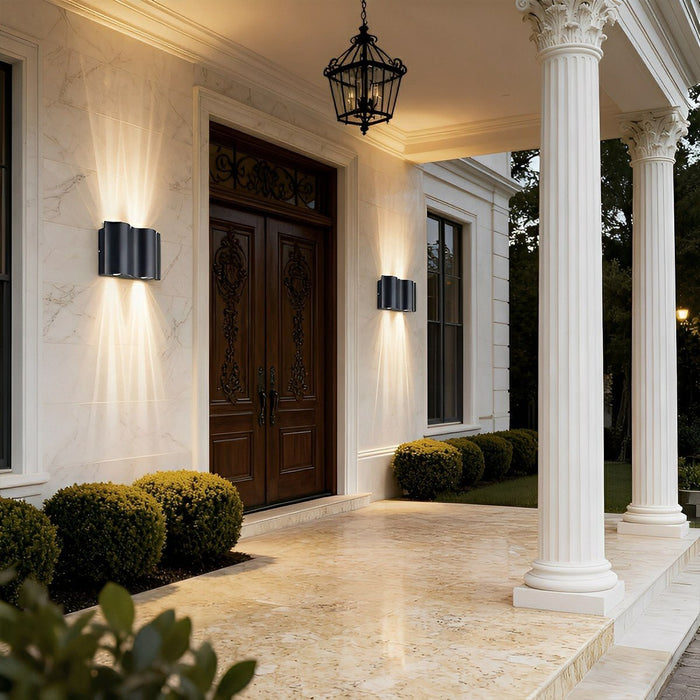 Modern Arc LED Wall Sconce, Up Down Outdoor Light, Waterproof IP54, Patio/Porch/Entryway