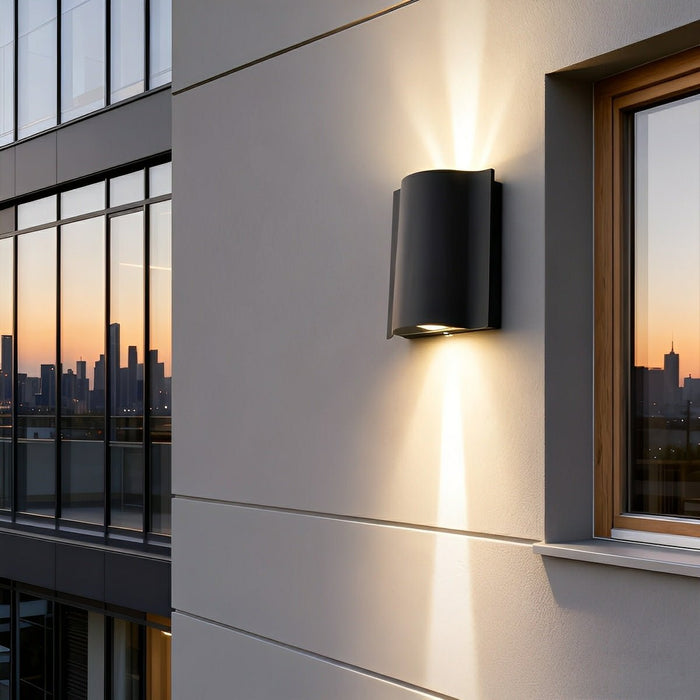 Modern Arc LED Wall Sconce, Up Down Outdoor Light, Waterproof IP54, Patio/Porch/Entryway