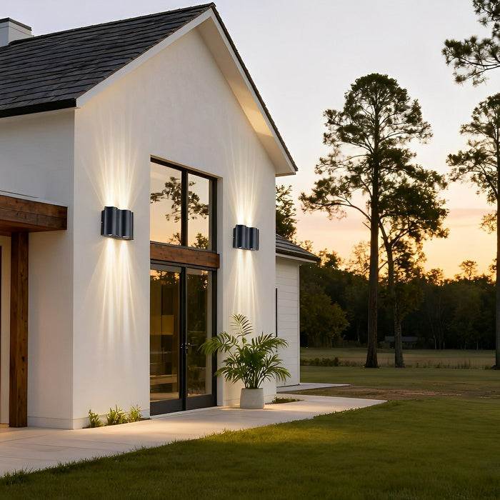 Modern Arc LED Wall Sconce, Up Down Outdoor Light, Waterproof IP54, Patio/Porch/Entryway