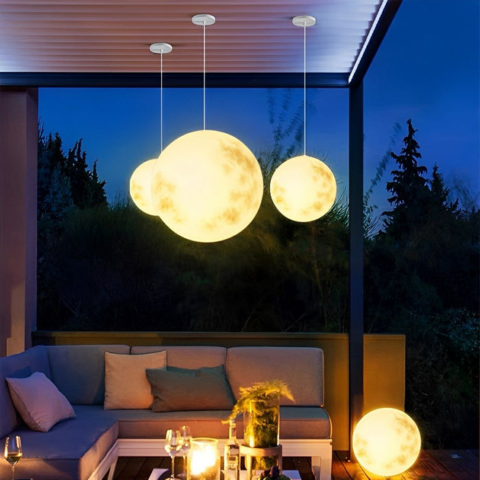 Outdoor Moon Ball Ceiling Light, Waterproof Garden Landscape LED for Patio/Yard