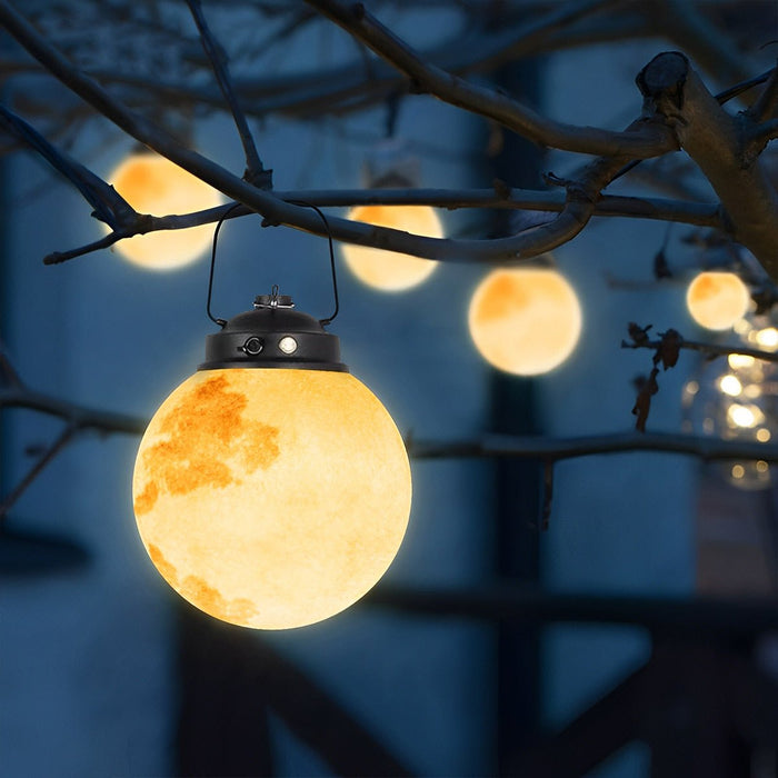 Solar Moon Ball Hanging Light, Dusk to Dawn Outdoor Lantern, Garden Landscape Lighting for Patio/Yard, Waterproof IP65 LED Warm White