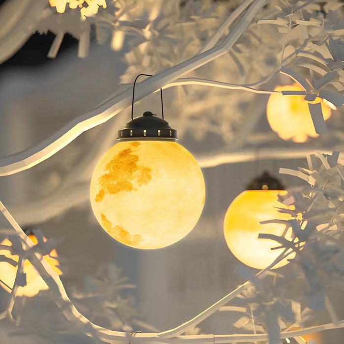 Solar Moon Ball Hanging Light, Dusk to Dawn Outdoor Lantern, Garden Landscape Lighting for Patio/Yard, Waterproof IP65 LED Warm White