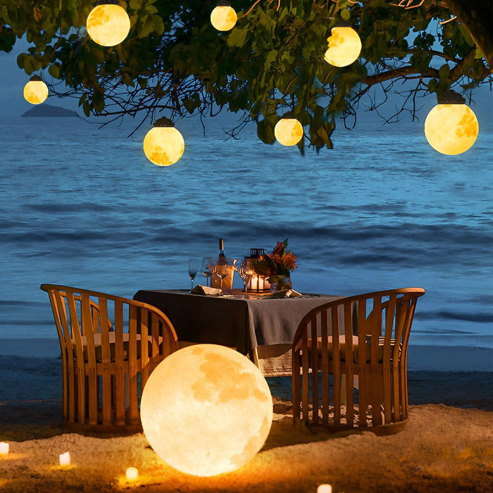 Solar Moon Ball Hanging Light, Dusk to Dawn Outdoor Lantern, Garden Landscape Lighting for Patio/Yard, Waterproof IP65 LED Warm White