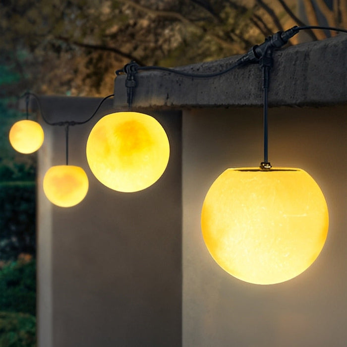 Moon Ball String Lights, Outdoor Landscape Lighting, IP65 Waterproof, Garden/Patio/Yard, Warm White LED