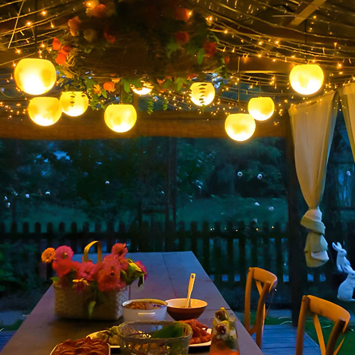 Moon Ball String Lights, Outdoor Landscape Lighting, IP65 Waterproof, Garden/Patio/Yard, Warm White LED