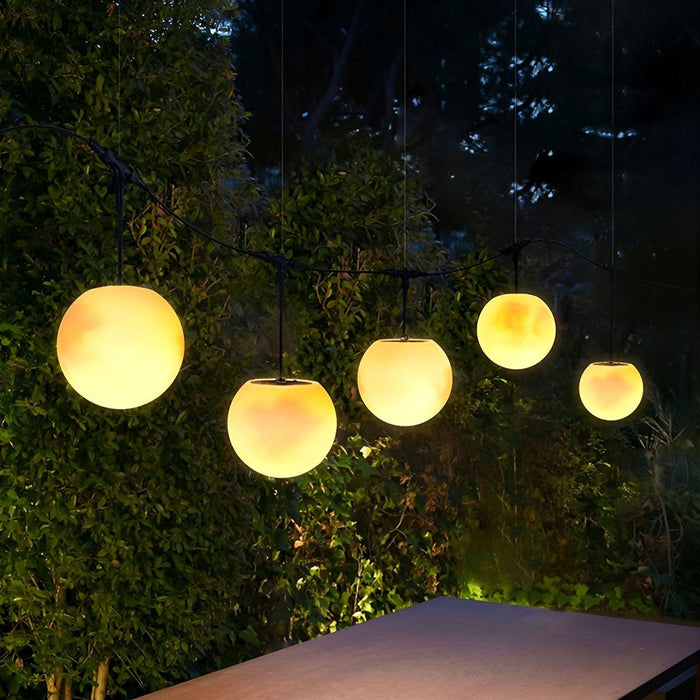 Moon Ball String Lights, Outdoor Landscape Lighting, IP65 Waterproof, Garden/Patio/Yard, Warm White LED