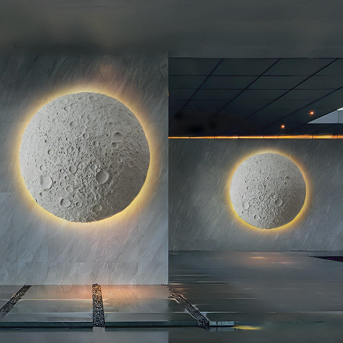 Modern Concrete Crescent Moon LED Wall Sconce, Waterproof IP65, Outdoor Porch/Patio/Yard Lighting