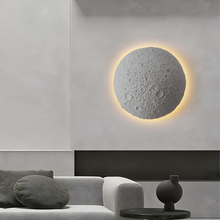 Modern Concrete Crescent Moon LED Wall Sconce, Waterproof IP65, Outdoor Porch/Patio/Yard Lighting
