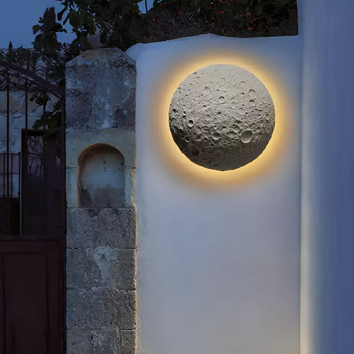 Modern Concrete Crescent Moon LED Wall Sconce, Waterproof IP65, Outdoor Porch/Patio/Yard Lighting