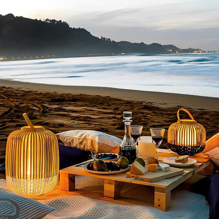 Bamboo Light Hanging Lanterns - Waterproof Outdoor Decor / Handmade Rustic Style