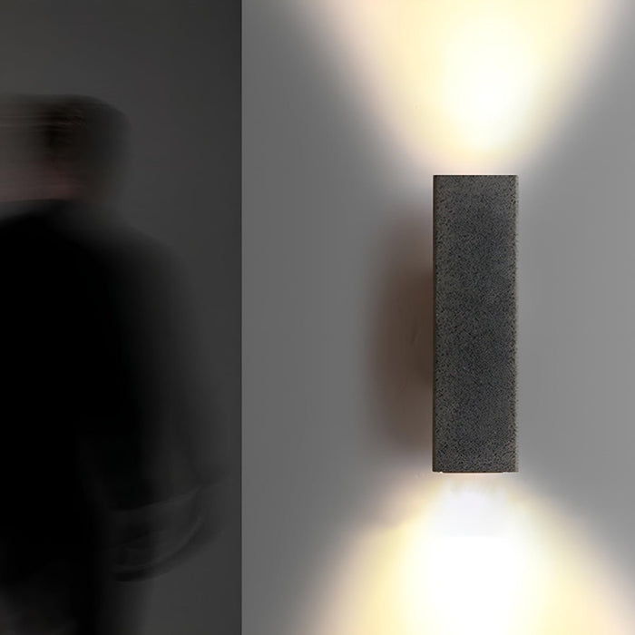 Up Down Exterior Wall Light - Waterproof Cement Finish / Rectangular Design, Outdoor Porch LED Fixture
