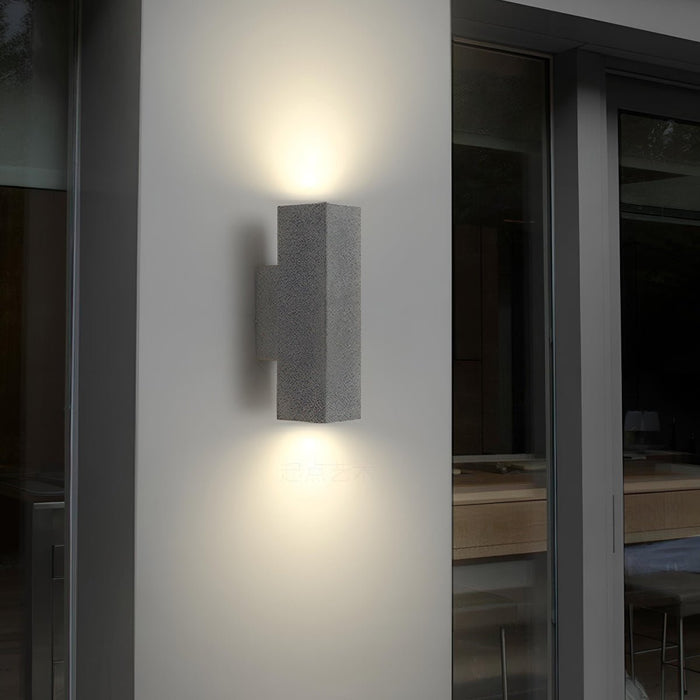 Up Down Exterior Wall Light - Waterproof Cement Finish / Rectangular Design, Outdoor Porch LED Fixture