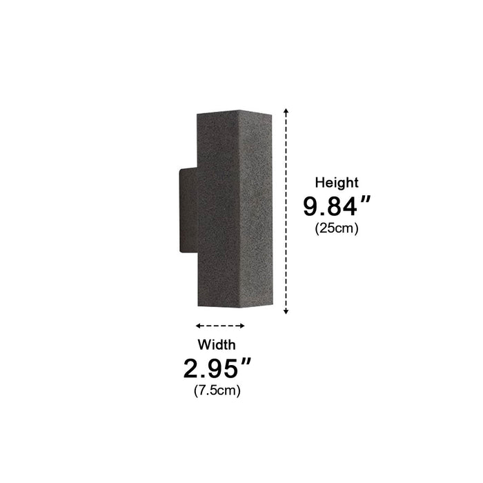 Up Down Exterior Wall Light - Waterproof Cement Finish / Rectangular Design, Outdoor Porch LED Fixture