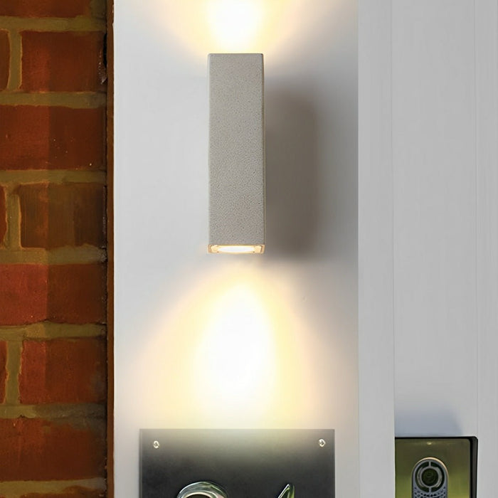Up Down Exterior Wall Light - Waterproof Cement Finish / Rectangular Design, Outdoor Porch LED Fixture
