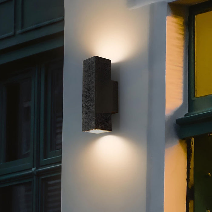 Up Down Exterior Wall Light - Waterproof Cement Finish / Rectangular Design, Outdoor Porch LED Fixture