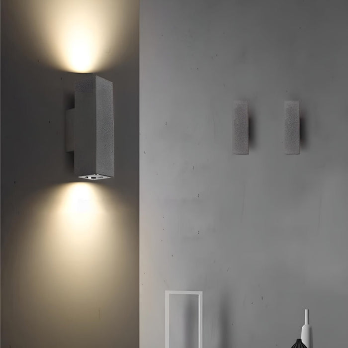 Up Down Exterior Wall Light - Waterproof Cement Finish / Rectangular Design, Outdoor Porch LED Fixture