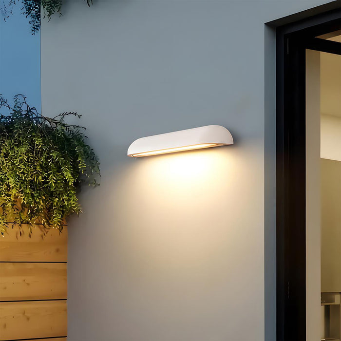 Waterproof Outdoor Cement LED Wall Sconce, Modern Minimalist Curved Dome, Porch/Patio/Yard Lighting