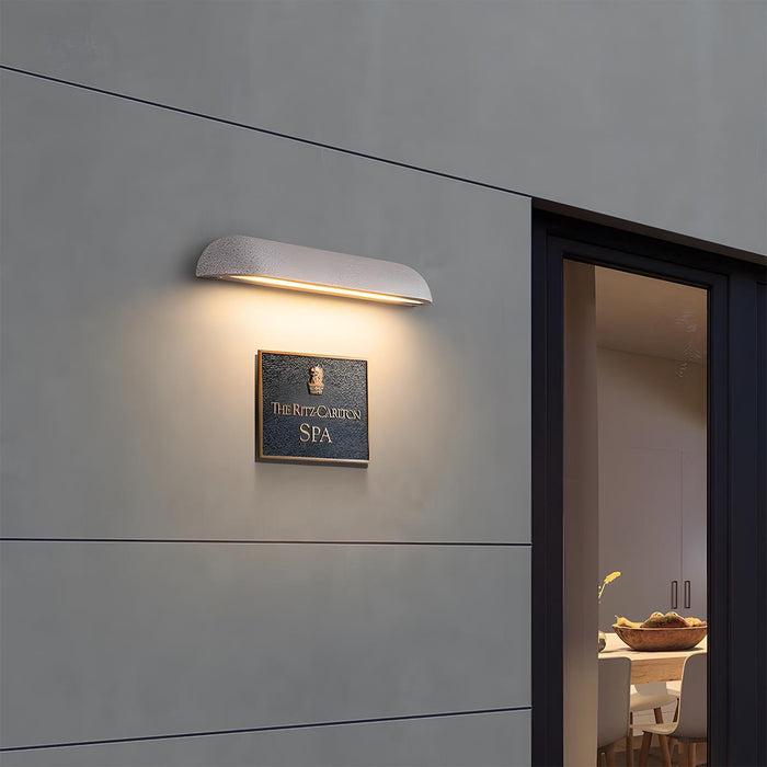 Waterproof Outdoor Cement LED Wall Sconce, Modern Minimalist Curved Dome, Porch/Patio/Yard Lighting