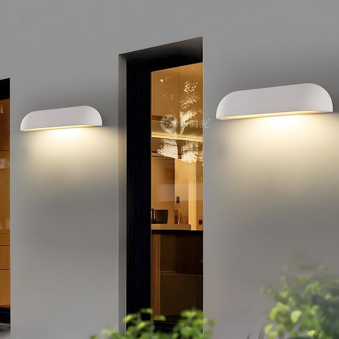 Waterproof Outdoor Cement LED Wall Sconce, Modern Minimalist Curved Dome, Porch/Patio/Yard Lighting