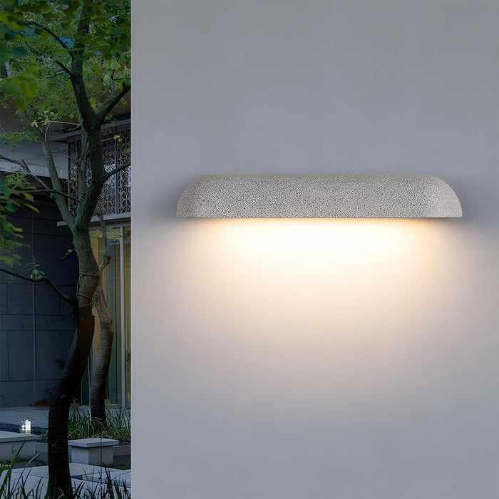 Waterproof Outdoor Cement LED Wall Sconce, Modern Minimalist Curved Dome, Porch/Patio/Yard Lighting