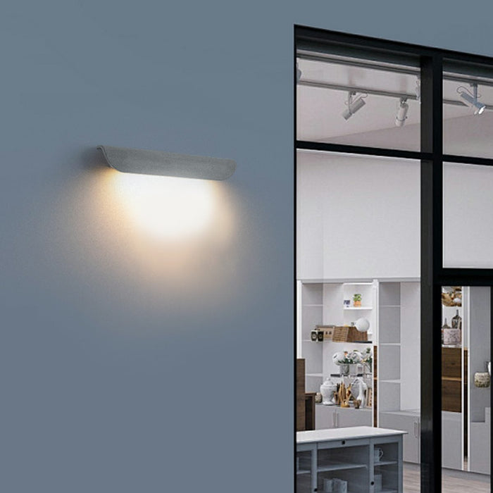 Waterproof Outdoor Concrete Curved Tiles LED Porch Light - Wall Sconce Lighting, Minimalist Wall Lamp