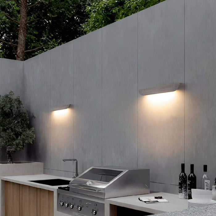 Waterproof Outdoor Concrete Curved Tiles LED Porch Light - Wall Sconce Lighting, Minimalist Wall Lamp